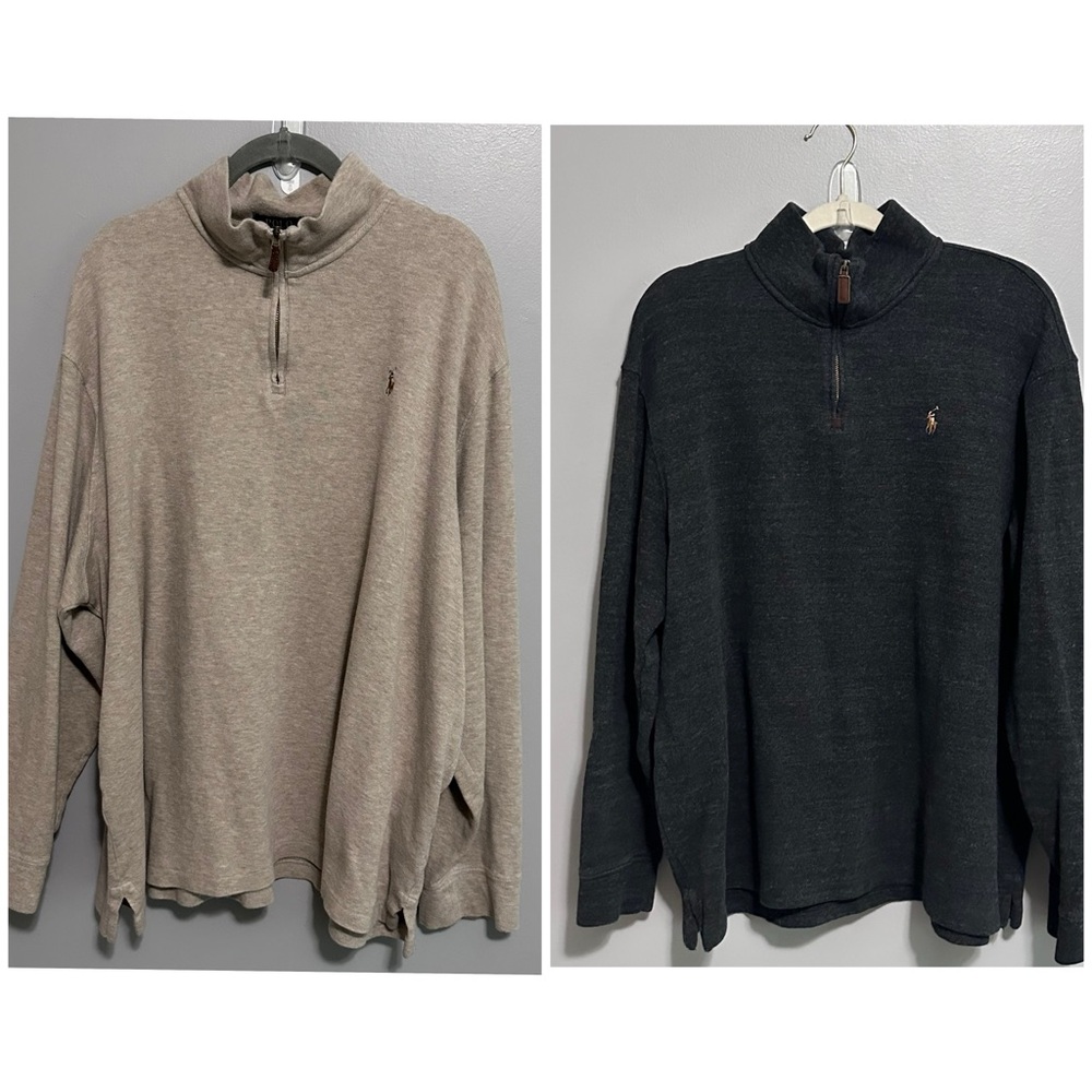 Polo Ralph Lauren Men’s XXL 1/4 Zip Pullover Shirt Lot Of 2 Blue Gray